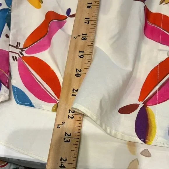 Zara Cream Printed Poplin Shirt and Wide Leg Pants Set Small - Picture 11 of 12